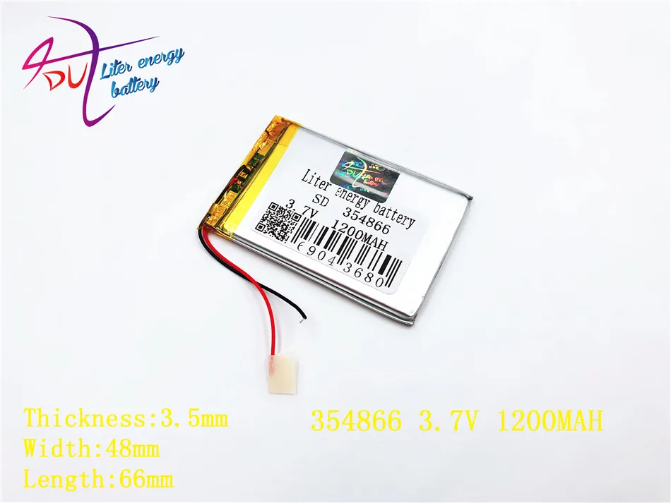 Литиевая батарея Планшеты заряда батареи 3,7 V 1200 MAH 354866 355065 для Mp3 MP4 MP5 gps Оборудование для psp Мобильный bluetooth