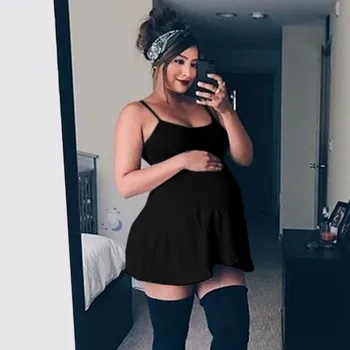 

Sexy Women's Maternity Dresses Ruffles Summer Pregnancy Nursing Dress Breastfeeding Strap Mini Vest одежда для беременных