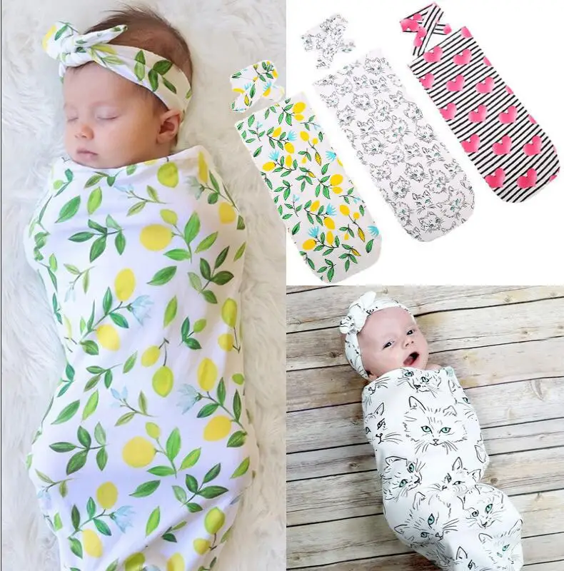 Infant Newborn sleeping Bag Baby Cotton Toddle Boy Girl Hair Headband