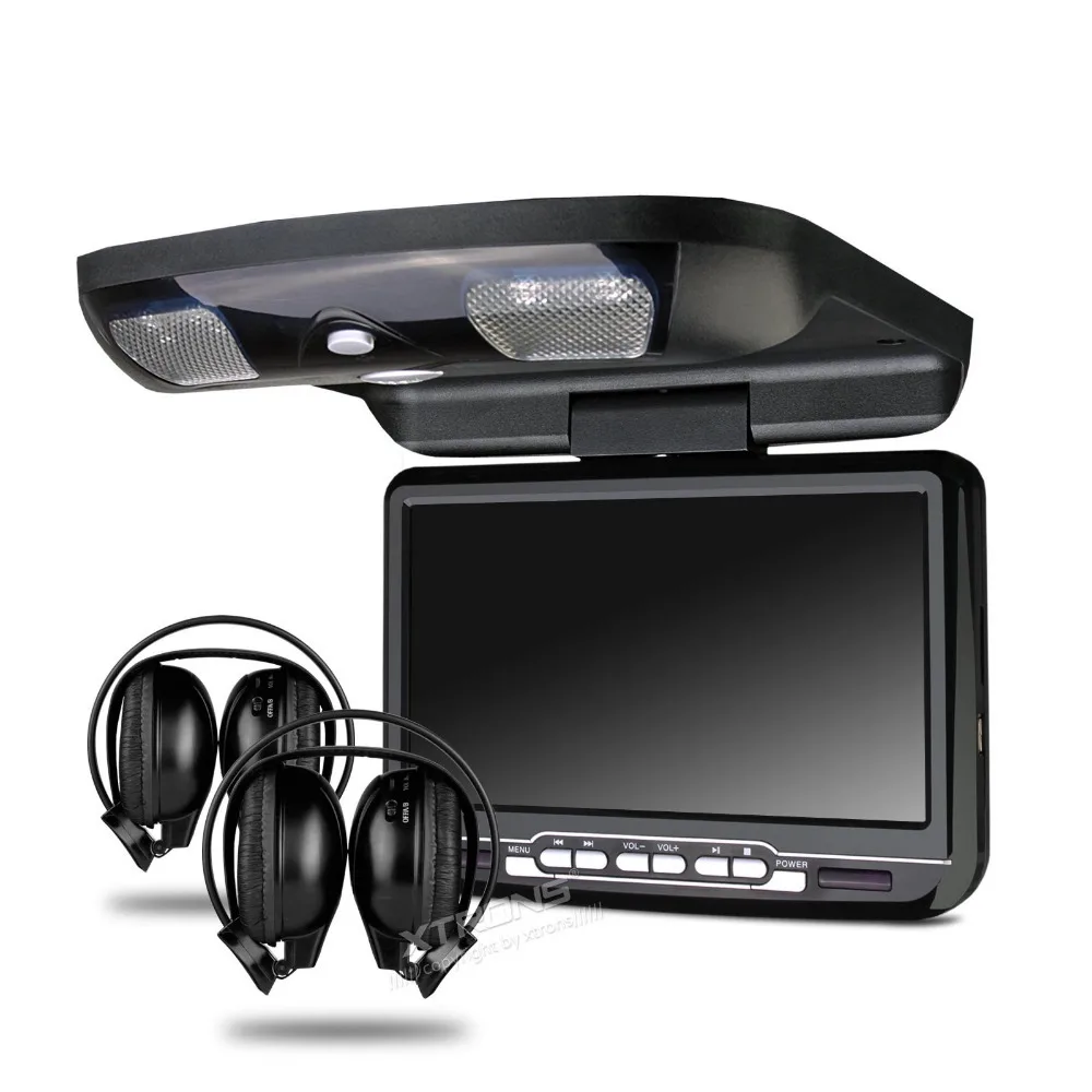 Sale 9 Inch Black Color (Grey & Beige Optional) Flip Down Car DVD Car Roof Monitor Roof Mounted Car DVD with 2 IR Headphones 2
