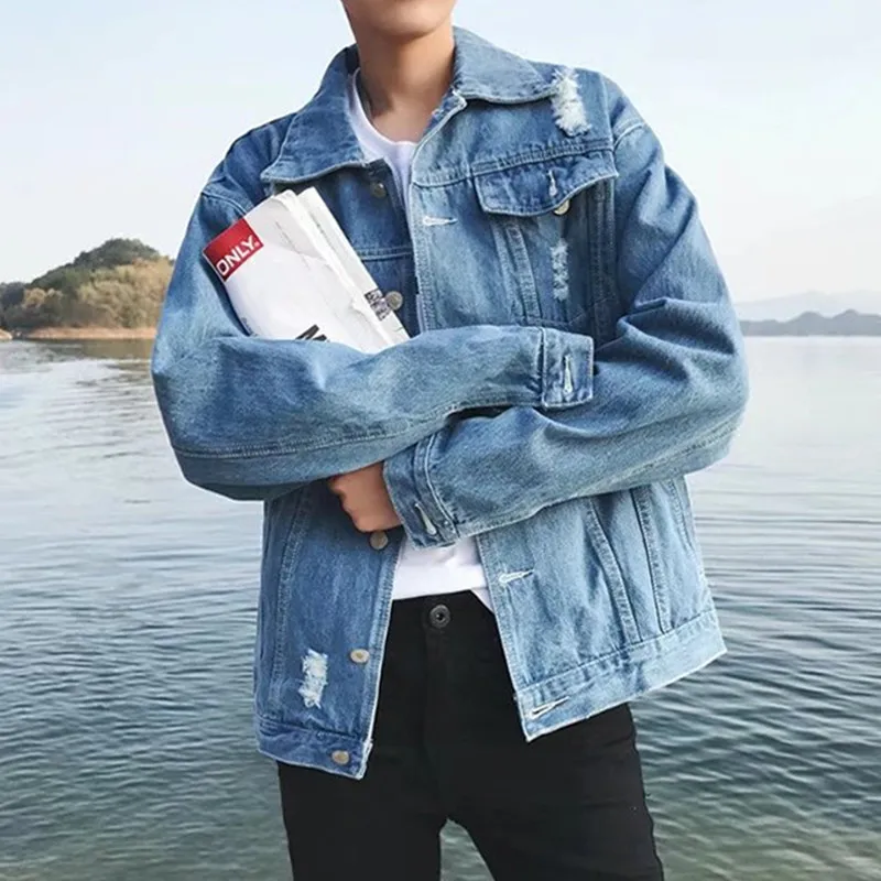 Hole-denim-jacket-autumn-New-men-Single-breasted-loose-jeans-coats-mens-Solid-color-Locomotive-denim (4)_