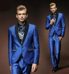 Индивидуальный заказ Королевский синий Пром мужской костюм Стиль Нарядные Костюмы для свадьбы для Для мужчин Slim Fit 2 шт. смокинг жениха Для