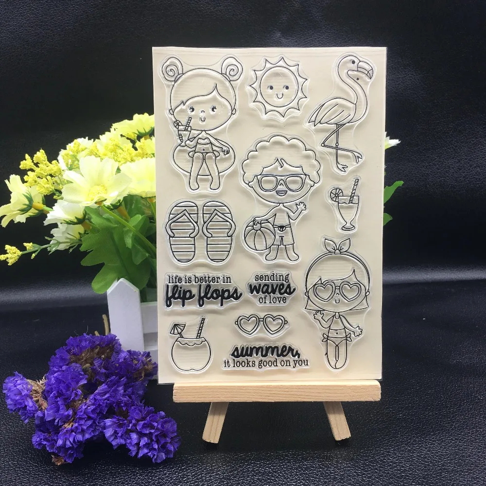 Summer Clear Stamp for Scrapbooking Transparent Silicone Rubber DIY Photo Album Decor 80 | Канцтовары для офиса и дома