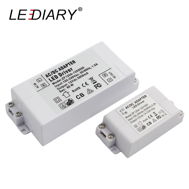 

LEDIARY DC12V Power Supply 100-240V Plastic Housing Transformer 10W 18W 24W 36W 60W LED Driver For Chandelier Strip Use Adapter