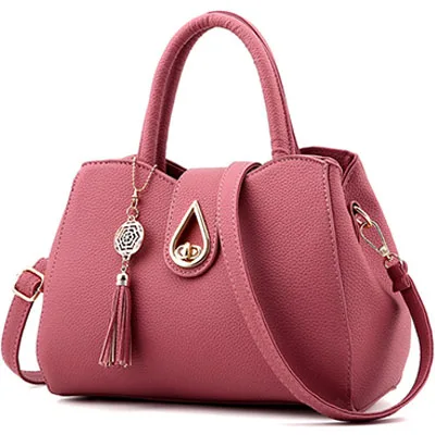 Женская сумка с кисточкой и подвеской в виде капель воды, сумка-мессенджер с блестками, вместительная сумка на плечо, женская брендовая дизайнерская сумка ZHP01 - Цвет: Leather Pink