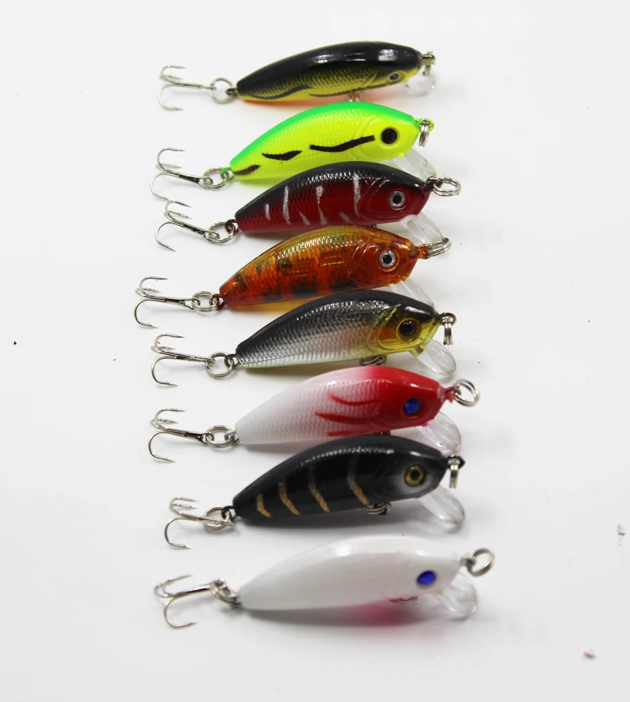 Free Shipping 8 Pcs Japan Lure Fishing Minnow LuresWith 2 Hooks 5 cm,3