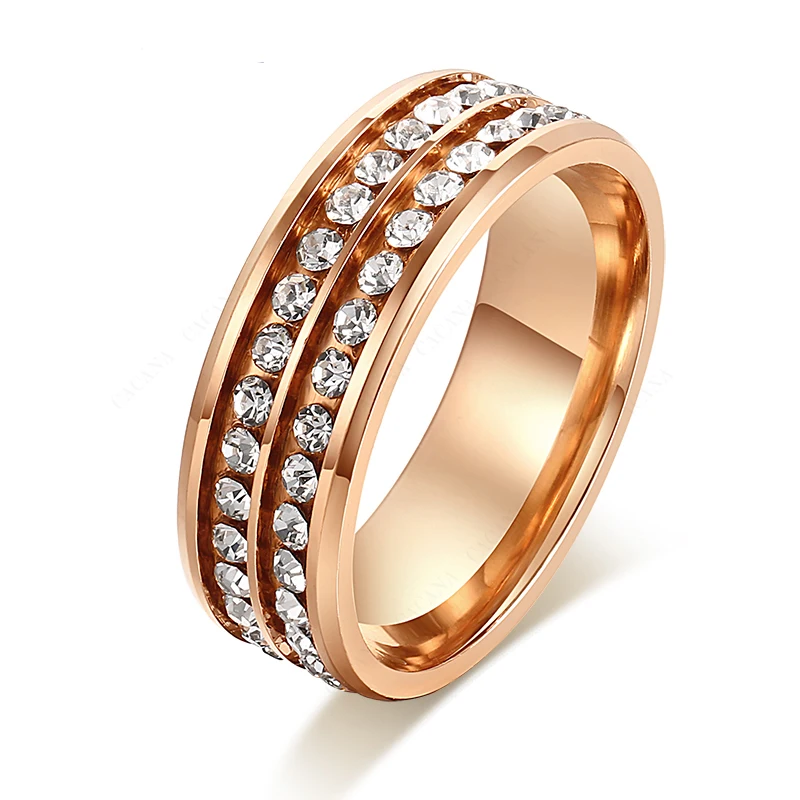 DOTIFI 316L кольца из нержавеющей стали для женщин розовое золото циркон обручальное кольцо ювелирные изделия