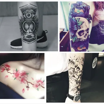

Temporary Tattoo Stickers for Men Body Arm Fake Tattoo Disposable Waterproof Tattoo Sticker Large Size Skull Flower