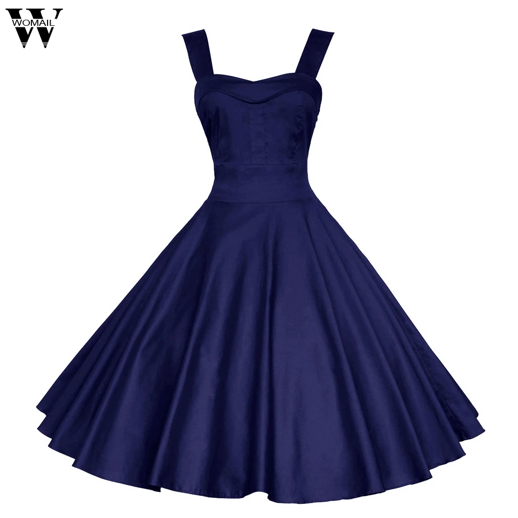 

Women's Dress Sleeveless Vintage Dresses Solid Retro Ball Gown Camis Swing Dress Women Casual Square Collar Party dresses d10