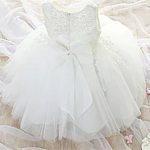 Белое детское праздничное платье принцессы на день рождения для девочек; Детские Рождественские Бальные платья подружки невесты с цветочным рисунком; одежда для маленьких девочек