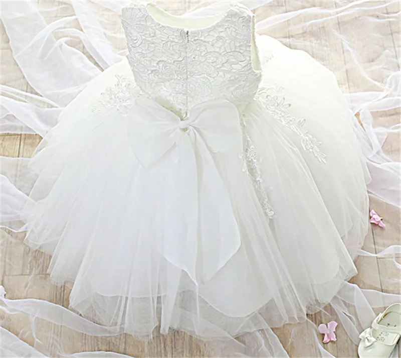 

White Kids Birthday Princess Party Dress for Girls Infant Flower Children Bridesmaid Christmas Ball Dresses Baby Girls Clothes