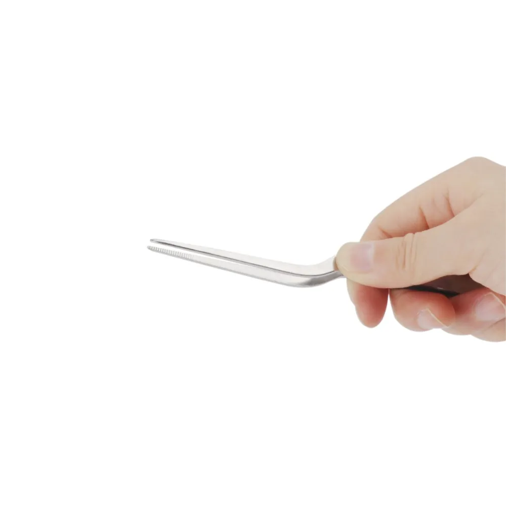 FIXFANS 1Pc Precision Medical Long Curved Tweezers Non-slip Stainless Steel Dental Bend Forceps Picking Tool 14cm 16cm 20cm