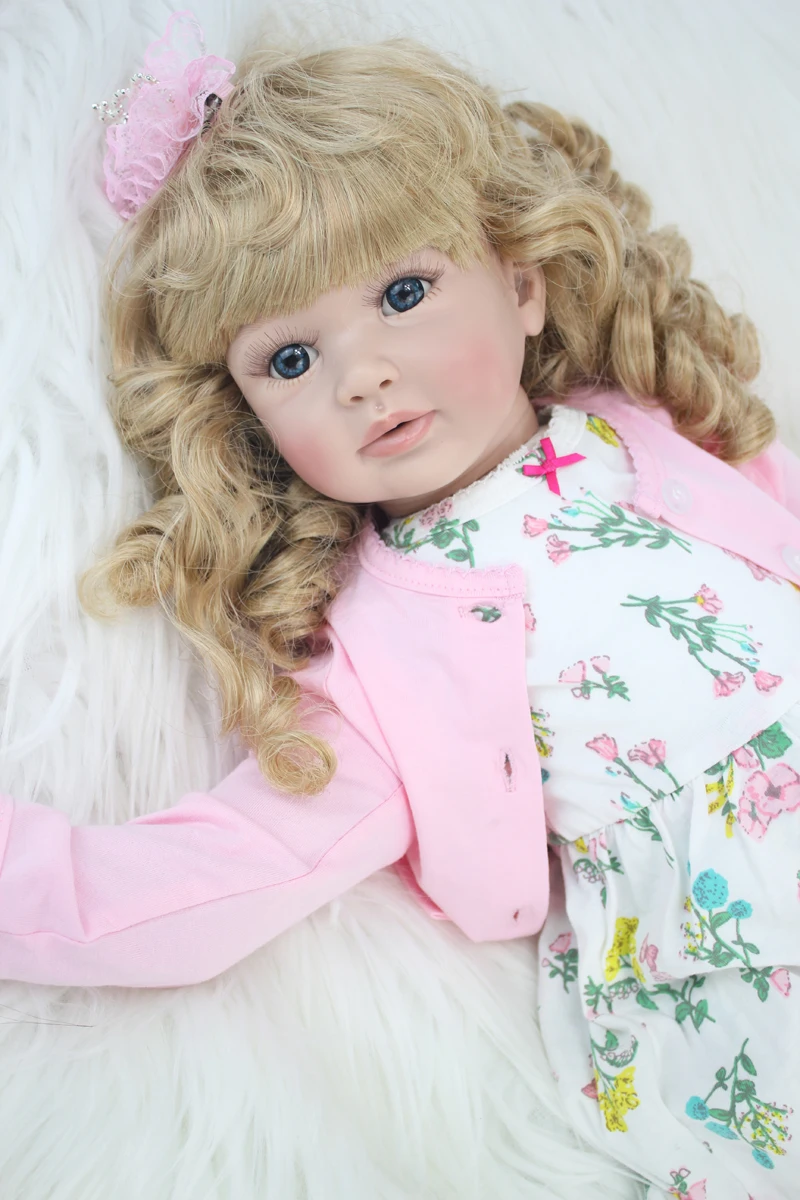 60 см силиконовые виниловые Reborn Baby Doll игрушки 24 дюйма розовое платье принцессы для