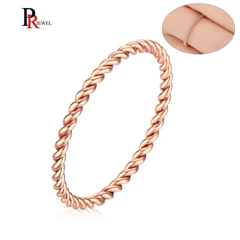 

585 Rose Gold Color Engagement Rings for Women Twisted Stainless Steel anel feminino