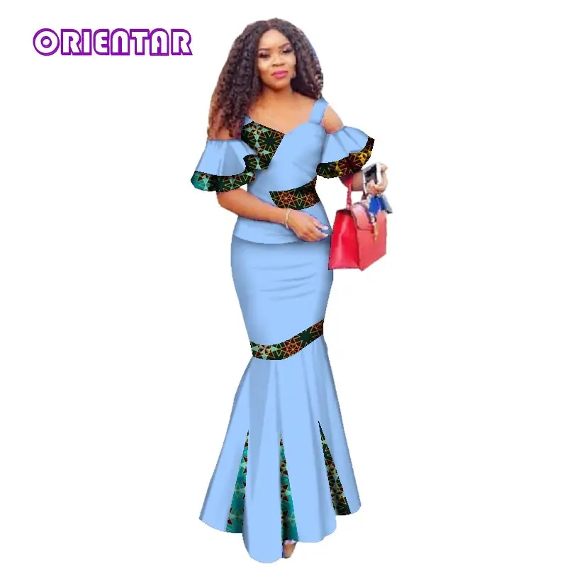 Летнее женское платье, юбка, наборы, традиционный Африканский Женский комплект из 2 предметов, одежда на заказ, топы+ горячая Распродажа юбок WY2886