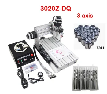 

230W 3 axis DIY mini CNC wood router 3020Z DQ Router Engraver machine with Ball screw with 3.175mm bits ER11