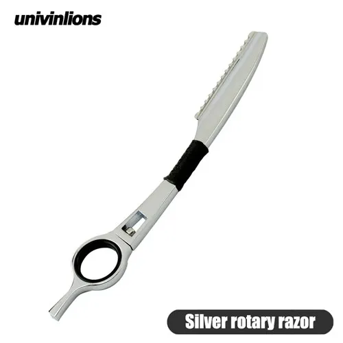 Univinlions роторная бритва для укладки волос Истончение бритвы; ножницы для парикмахерских прямые парикмахерские бритвы Парикмахерская - Цвет: Silver razor