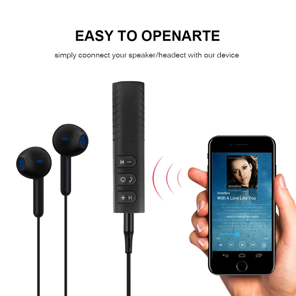Wireless Car Bluetooth Aux Audio Receiver Adapter 4.1 Bluetooth Hands Free Car Kit 3.5mm jack Bluetooth Handsfree Music Receiver (4)