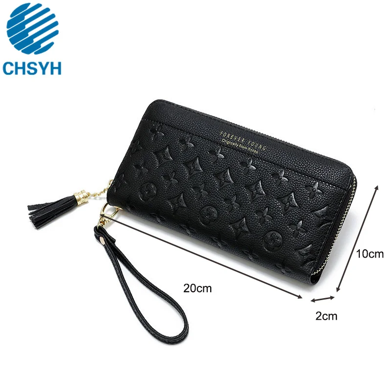 

Luxury Famous Brand Women Fashion Embossing Wallet Lady Purse Long Zipper Large Capacity wallets Lady Money Clip