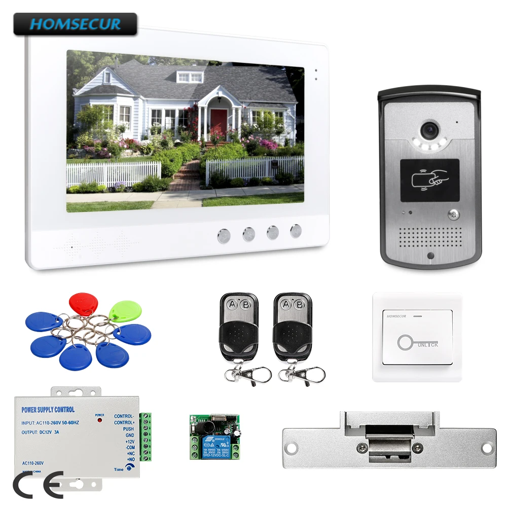 

HOMSECUR 10.1inch Hands-free Video Door Intercom System Electric Strike Lock Set Included : XC001+XM101-W