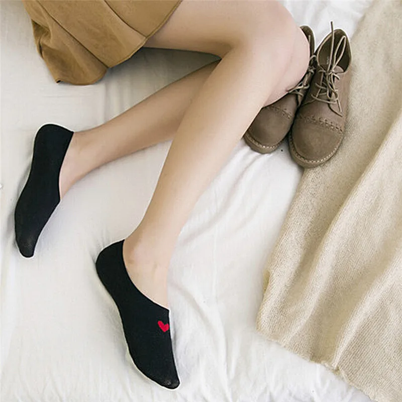

Women Summer Cotton loving Heart Invisible Liner Low Cut Socks female ladies girl sweet Casual Cute Cotton Ankle Socks