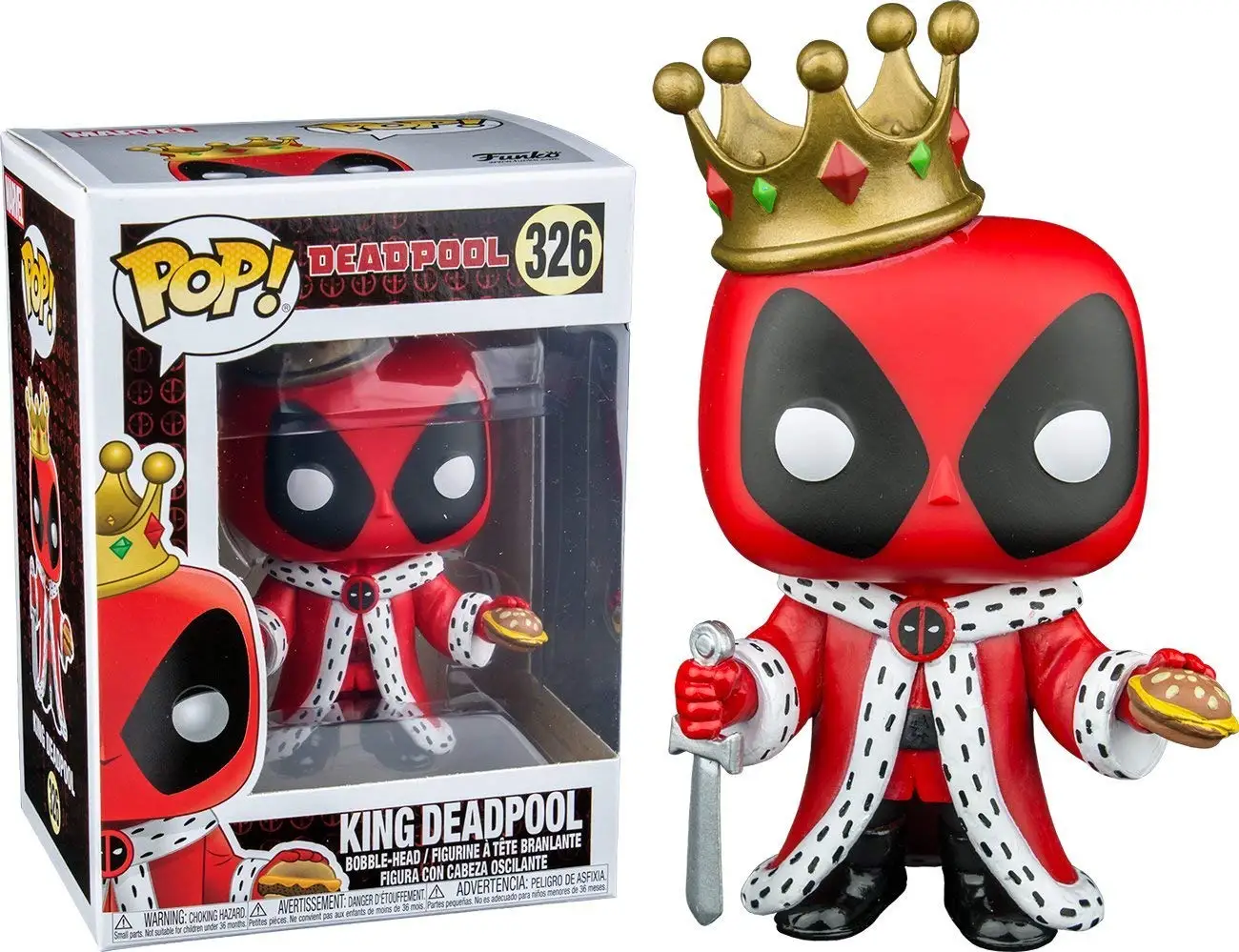 Эксклюзивный FUNKO POP Официальный Marvel: King Deadpool #326 Виниловая фигурка Коллекционная