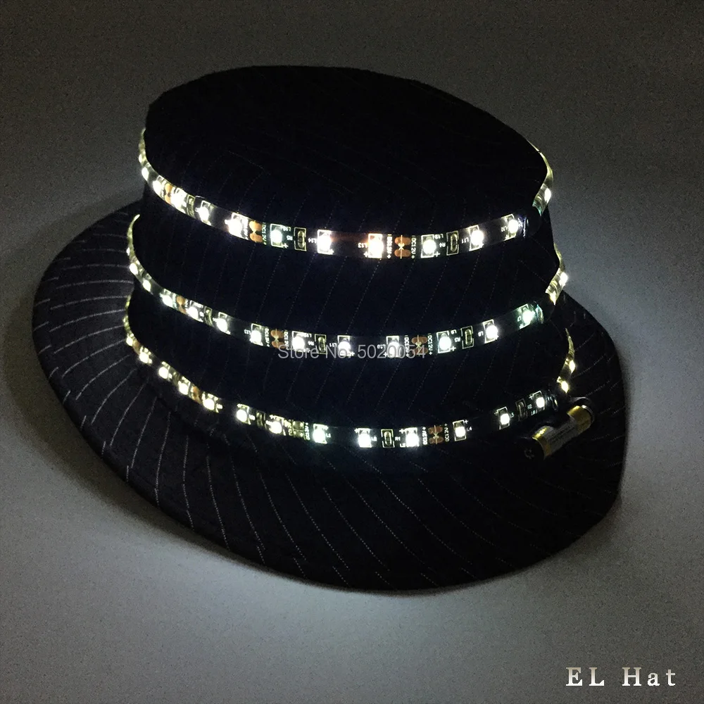 

Drop Shipping Fashion Dance DJ LED Cap Party Dress Up Light Up Fedoras Women Men Night Glowing Hats Stage Performace Supplies