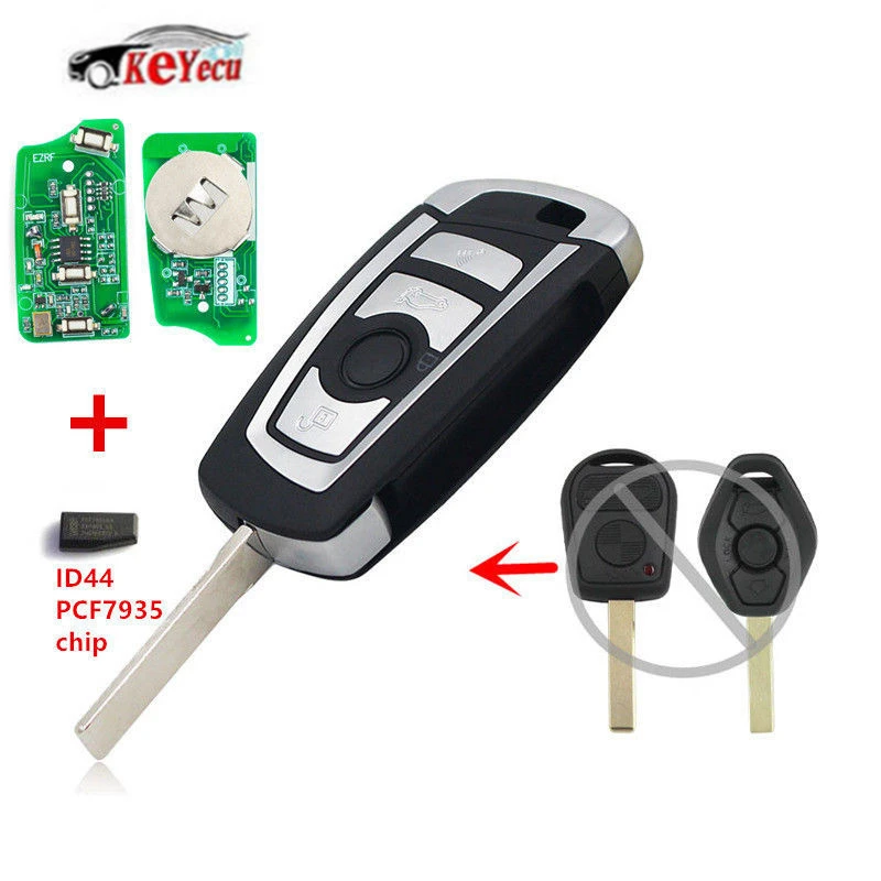 KEYECU EWS модифицированный флип дистанционный ключ 4 кнопки 315 МГц/433 МГц с 7935AA ID44 чип HU92 лезвие для BMW 3,5, 7,8, X3, X5, Z3, Z4 серии