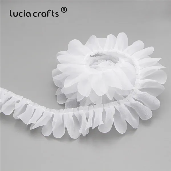 Lucia crafts 2y/lot 43 мм шифоновая кружевная отделка ленты ткань для свадебной вечеринки украшения дома для самостоятельного пошива одежды материалы V0203 - Цвет: C3 White