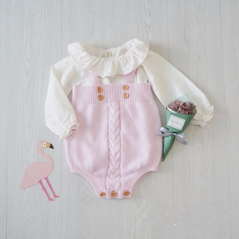2016 cute baby girls jumpsuits infant rompers baby Toddler Overalls Button Rompers Princess Kids Clothes new arrival Rompers (5)