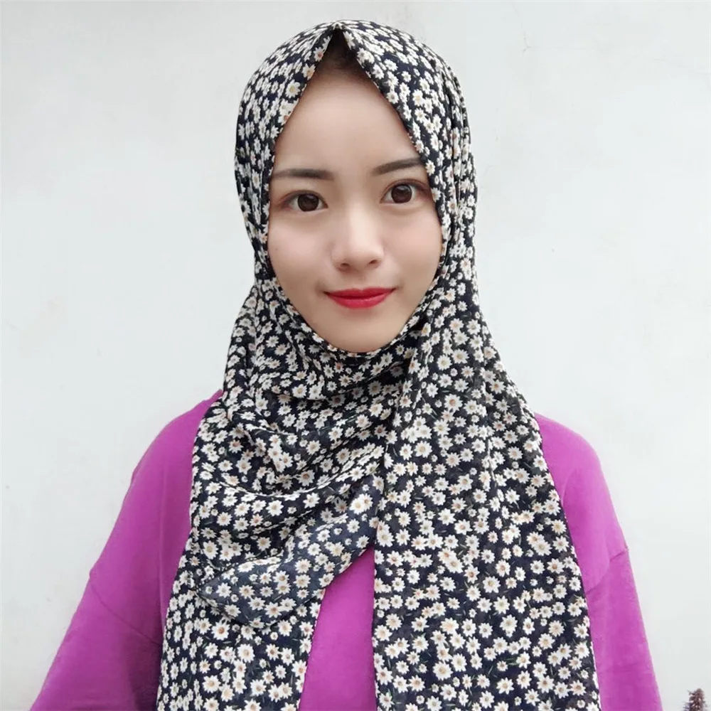 

Muslim Headscarves Printing Flora Hijab Chiffon Muslima Shawl Islamic Headband Headwarp Schaila