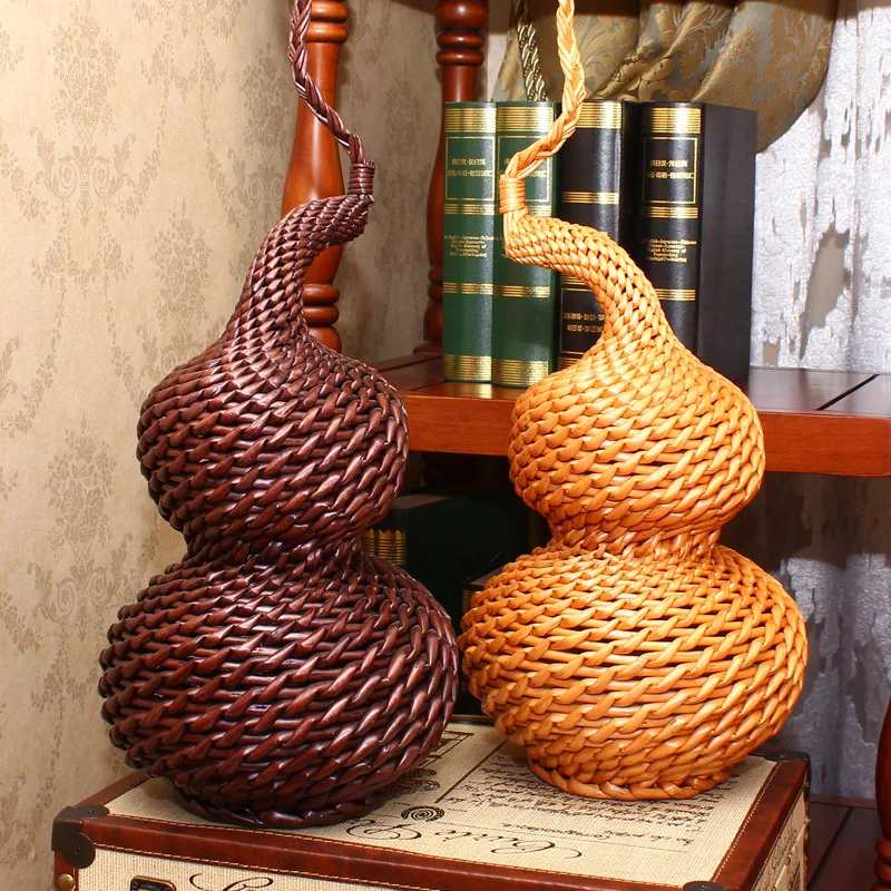 

Natural Wicker Rattan Woven Handicraft Chinese Mascot Gourd Pendant Feng Shui Blessing Lucky Ornament Craft Gift Home Decoration