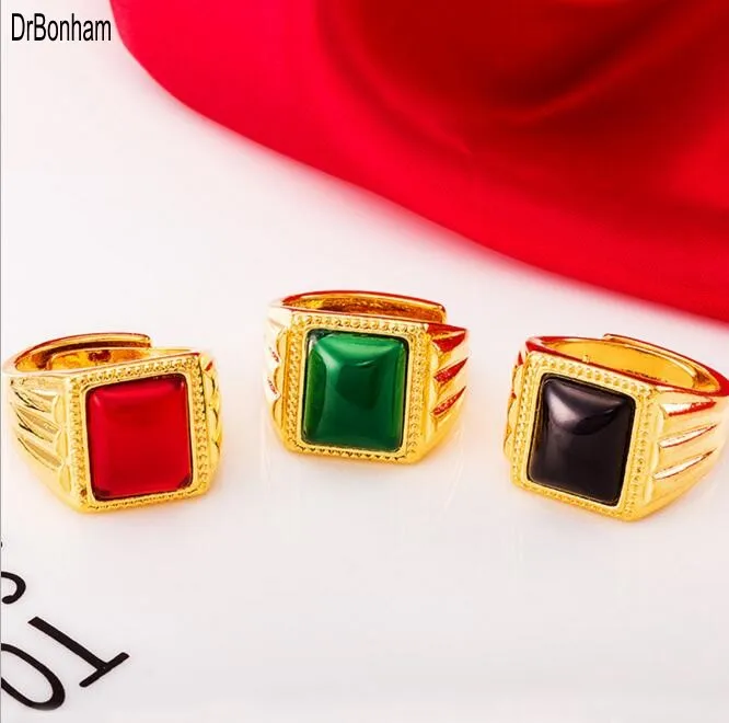 Retro Men Wsdding Rings Red Blue Black Stone Antique 24k Dubai Gold Retro Men Wsdding Rings Red Blue Black Stone Antique 24k Dubai Gold Wedding Brazil South Amercia Alliance Jewelry Whole In From