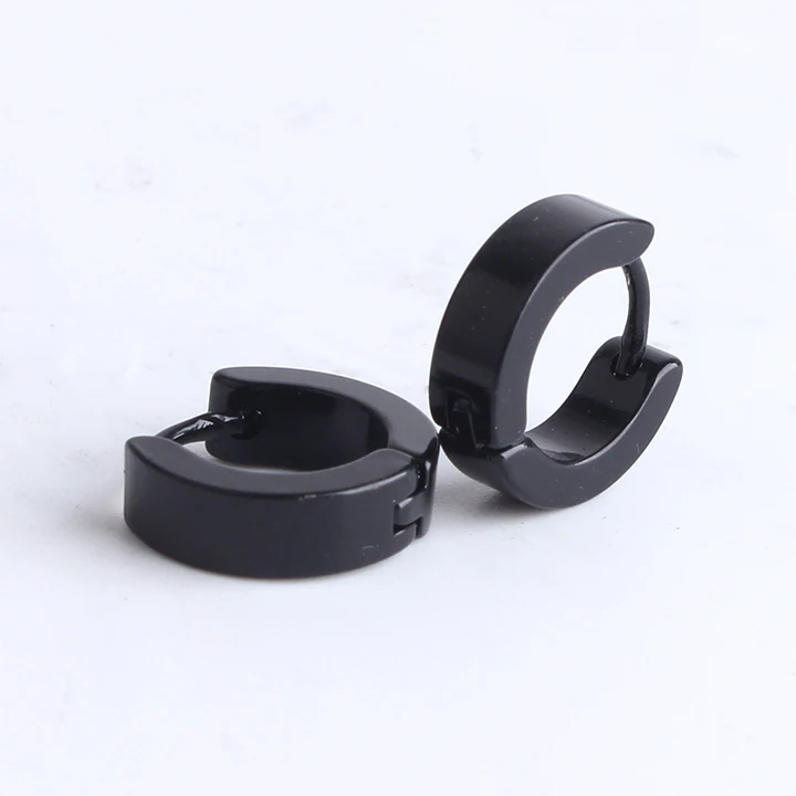 

free shipping 4mm Pure black Solid 316L Stainless Steel Stud Earrings for men women wholesale