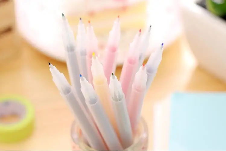 

kemila 12pcs Art Supplies Translucent Fiber Pen Color Pens Watercolor Brush Painting Graffiti Rosherun Lapices Water-Based Pen