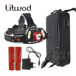 Litwod Z30 светодиодные фары XML T6 светодиодные фары Охота Рыбная ловля кемпинга с AC Автомобильное зарядное устройство 2x3.7 В 18650 Батарея Toolbox