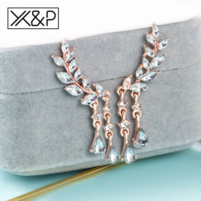 Женские серьги гвоздики с крыльями ангела X & P из сплава инкрустацией вечерние