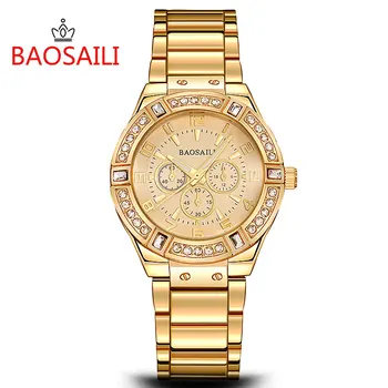 

2018 New Design Fashion 3 Eyes Luxury Brand Lady Quartz Watches Rhinestone Women Watches Alloy Watch Saat Relogio Feminino