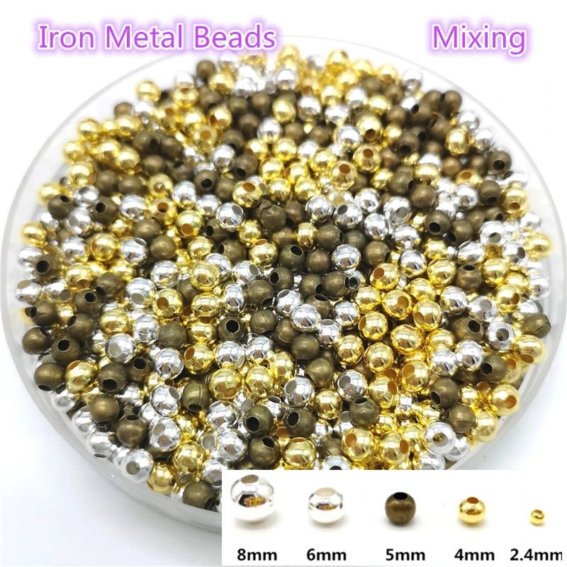 

Five Sizes Mixing Color Iron Metal Beads Jewelry Findings Diy Beads Smooth Ball Spacer Beads For Jewelry Making Making