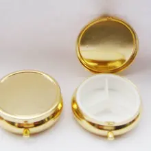 4 шт. Золотой Pill Коробки DIY Металл таблетки Организатор таблетки дело и контейнер с Keychian