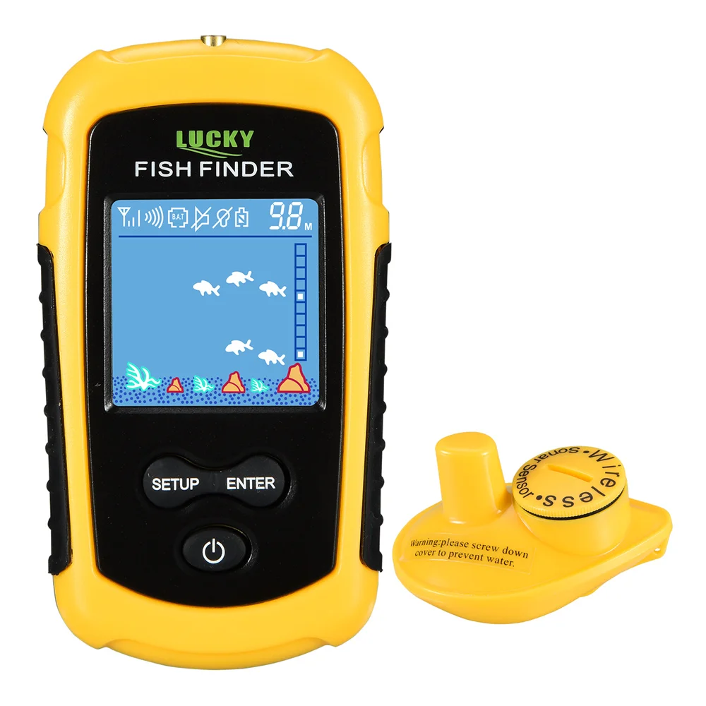 Lucky FFCW1108-1 Portable Wireless Sonar Fish Finder Echo sounder fishing Deeper with LCD Display (11)