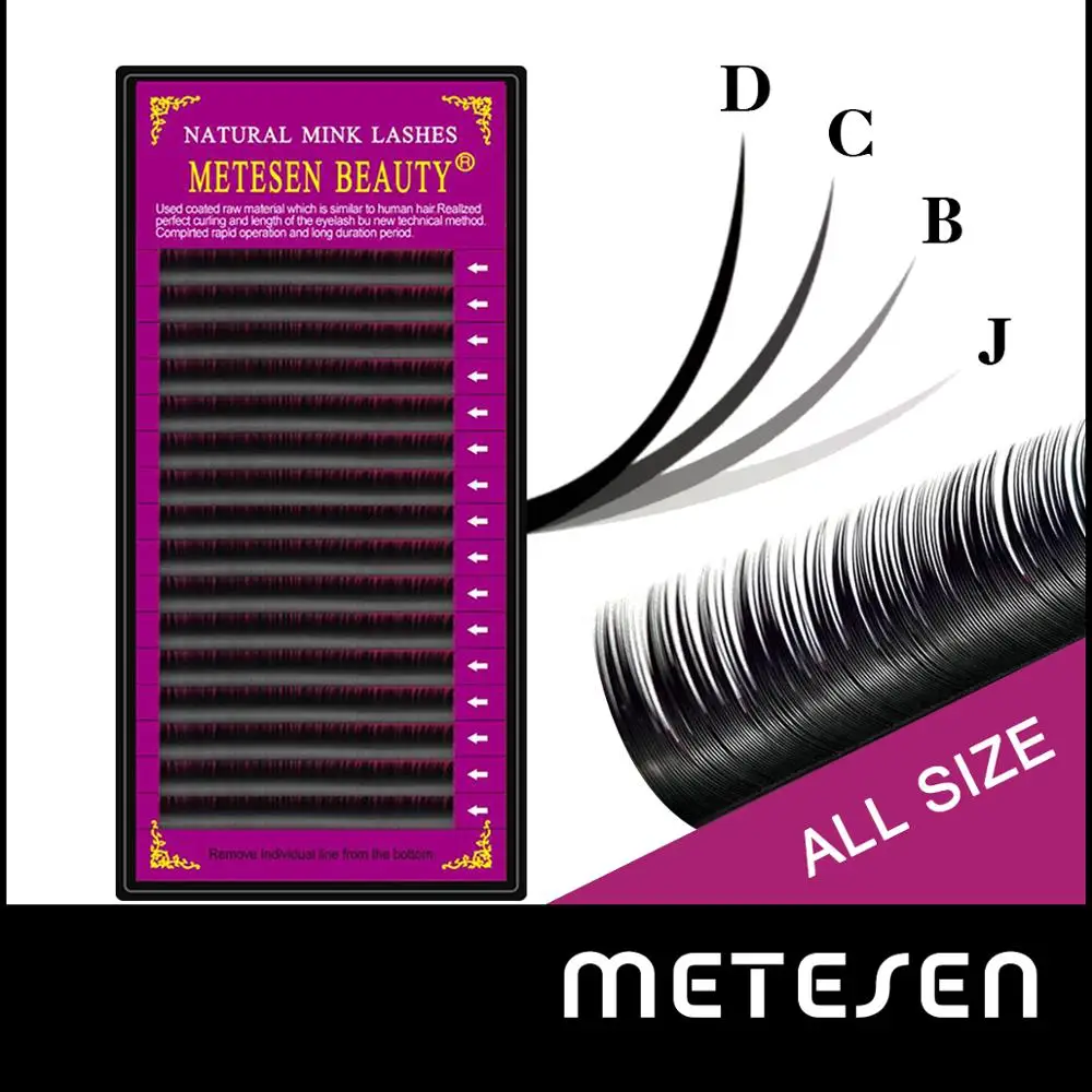 

METESEN BEAUTY Hot sale 16rows/case One Tray Eyelash Extension Individual Faux Mink Eyelash soft False eyelashes