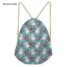 Nopersonality изящное цветастое платье Вест-Хайленд терьер печати сумка-кисет для Для женщин Повседневное легкая обувь для девочек детский школьный рюкзак с Авоськи