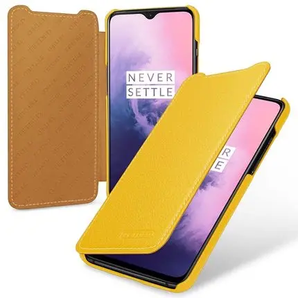 Бизнес Флип из натуральной кожи чехол для телефона для Oneplus 7 Oneplus7 Модный ручной работы роскошный кожаный чехол для Oneplus 7Pro - Цвет: Цвет: желтый