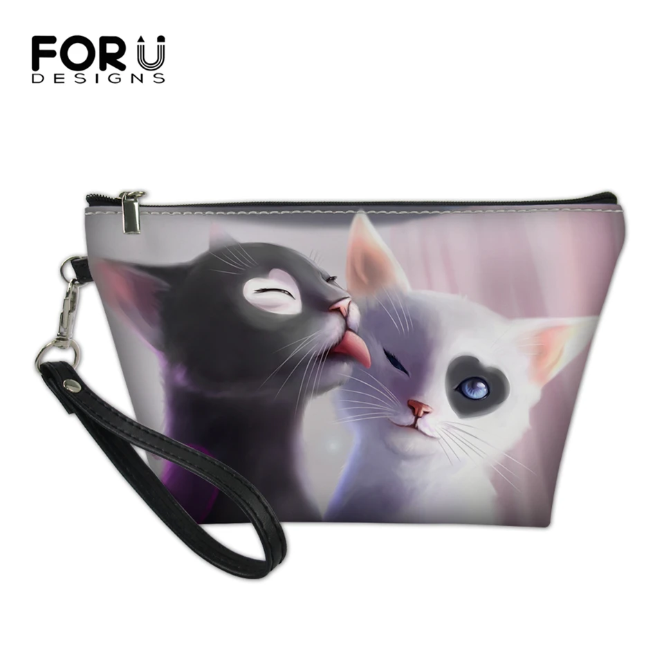 Женские дорожные сумки FORUDESIGNS Kawaii Маленькие кошки с рисунком для девочек макияжа