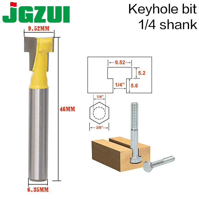 2 шт. 1/4 ''хвостовик t-слот Фасонная фреза Бит стальная ручка 1/2'' & 3/8 ''Длина Деревообработка резаки для инструментов