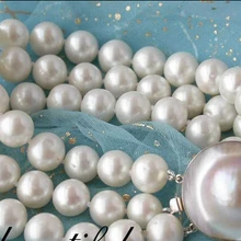 Z2039 3row 10 мм круглый белый fw жемчужный браслет mabe застежка благородный стиль естественно прекрасно jewe быстрая