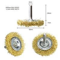 3pcs סט גביע גלגל Crimped פלדה מצופה נחושת מברשת סט חוט 3pcs TASP כלי ניקוי End עם 6 מ"מ עגול Shank עבור מקדחות (3)