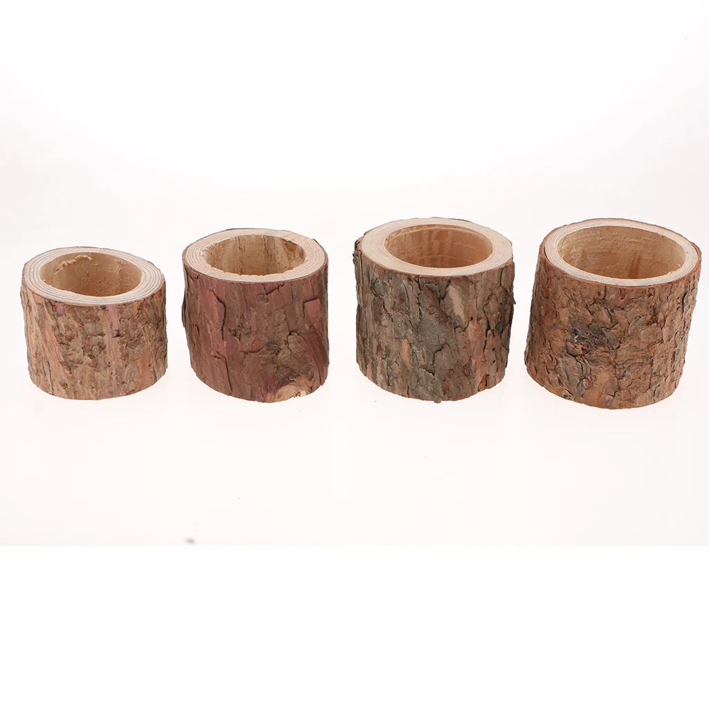 Natural Tree Stump Wooden Candle Holder Tea Light for Romantic Candlelight Dinner Bonsai Plants Flowerpot Container Decor