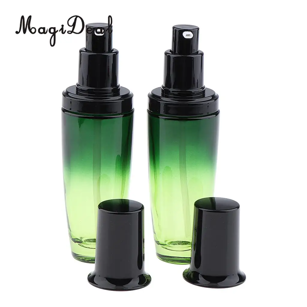 Kesoto 2x Empty Glass Makeup Container Face Cream Jars Pump Bottle Case for Travel